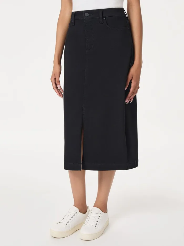 Midi Denim Front Slit Skirt Onyx Wash Women Jones New York Denim Midi Denim Front Slit Skirt Onyx Wash Women Jones New York Denim