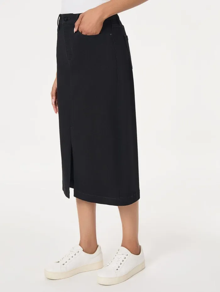 Midi Denim Front Slit Skirt Onyx Wash Women Jones New York Denim Midi Denim Front Slit Skirt Onyx Wash Women Jones New York Denim