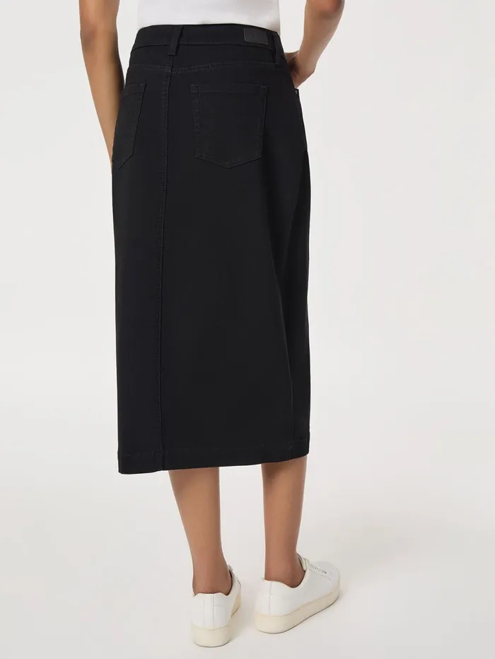 Midi Denim Front Slit Skirt Onyx Wash Women Jones New York Denim Midi Denim Front Slit Skirt Onyx Wash Women Jones New York Denim