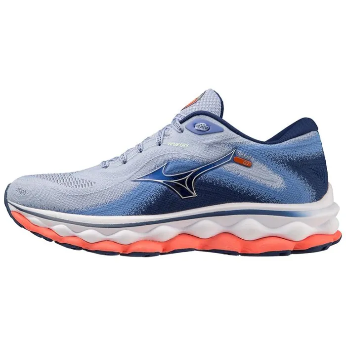 Mizuno WAVE SKY 7 Bluhenonsilvrneonflame Women Running