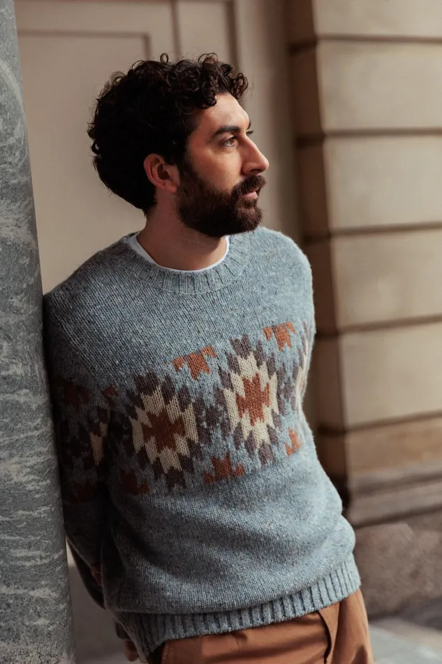 MOS MOSH Knits Men MMGBarry Autumn Knit Ocean Blue Melange