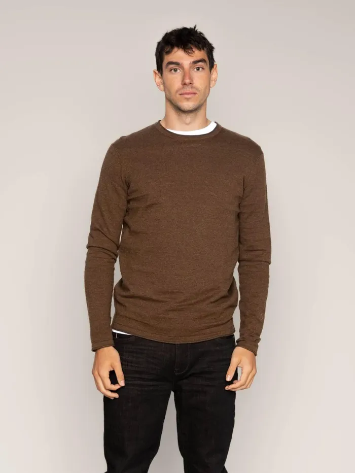 MOS MOSH Knits Men MMGKasey Flame Knit Brown Latte Melange