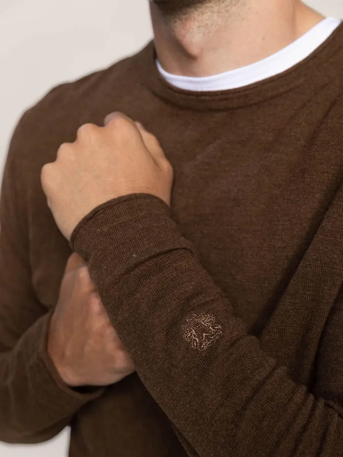 MOS MOSH Knits Men MMGKasey Flame Knit Brown Latte Melange MOS MOSH Knits Men MMGKasey Flame Knit Brown Latte Melange