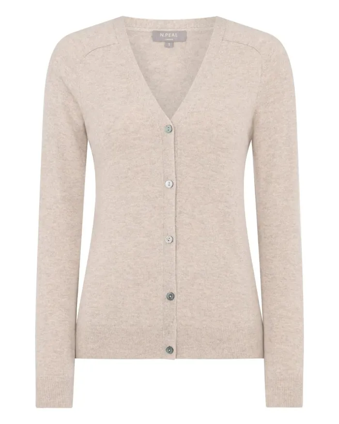 NPeal Cardigans Women Lara V Neck Cashmere Cardigan Oatmeal Brown