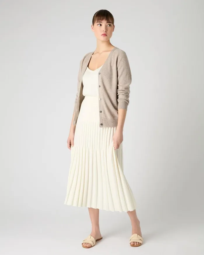 NPeal Cardigans Women Lara V Neck Cashmere Cardigan Oatmeal Brown