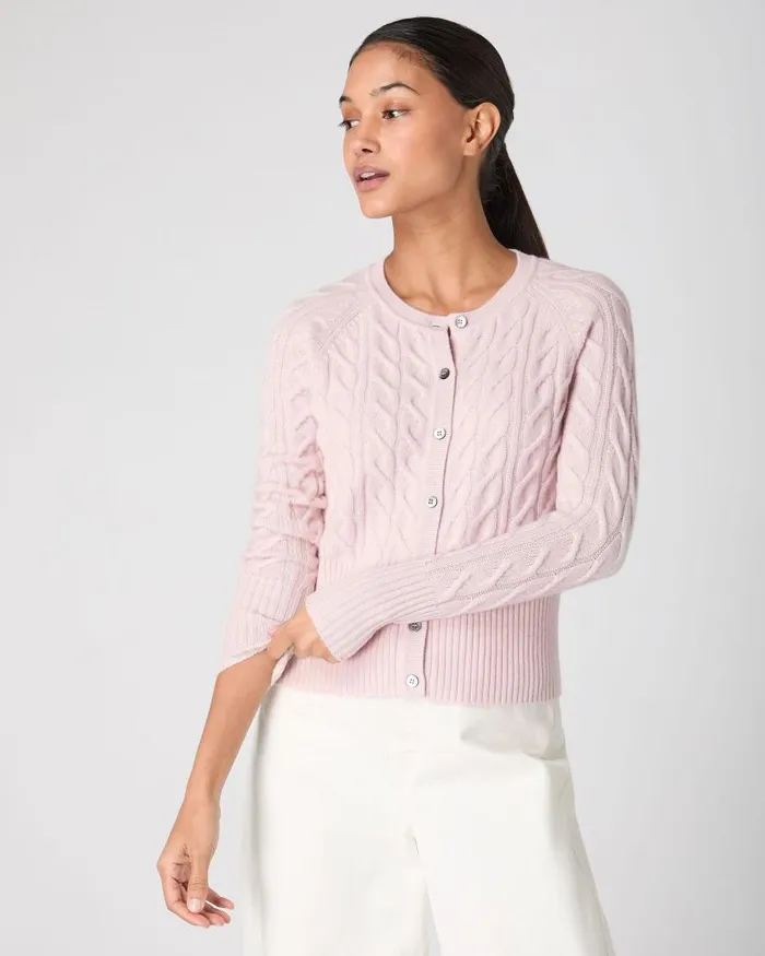 NPeal Cardigans Women Myla Cable Cashmere Cardigan Quartz Pink