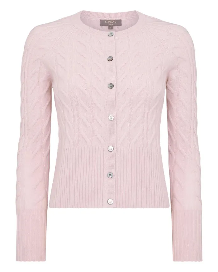 NPeal Cardigans Women Myla Cable Cashmere Cardigan Quartz Pink