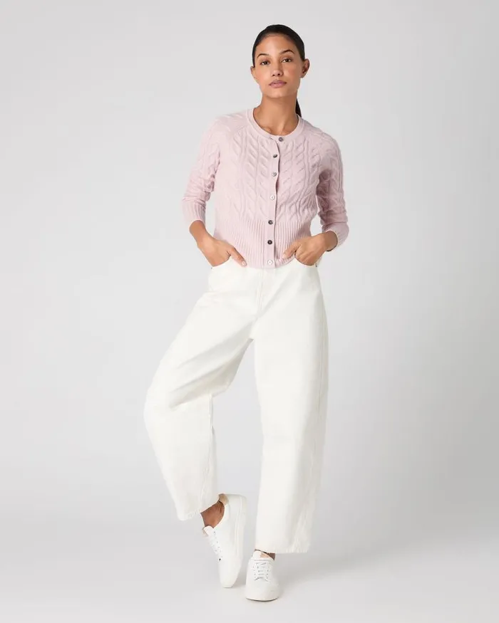 NPeal Cardigans Women Myla Cable Cashmere Cardigan Quartz Pink