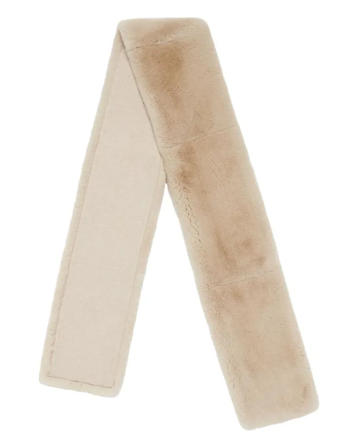 NPeal Cashmere Scarves WomenMen Unisex Long Fur Scarf Heather Beige Brown