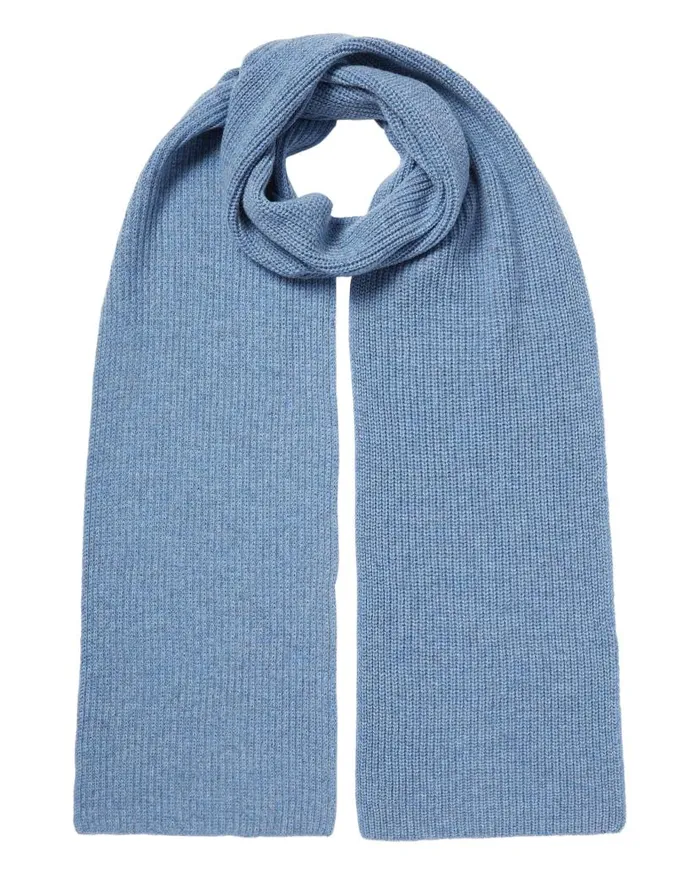 NPeal Cashmere Scarves WomenMen Unisex Ribbed Cashmere Scarf Faded Indigo Blue