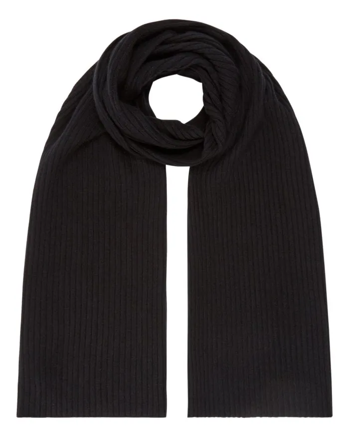 NPeal Cashmere Scarves WomenMen Unisex Short Ribbed Cashmere Scarf Black