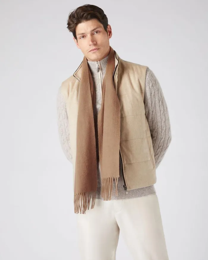 NPeal Cashmere Scarves WomenMen Unisex Woven Cashmere Scarf Dark Tan Brown