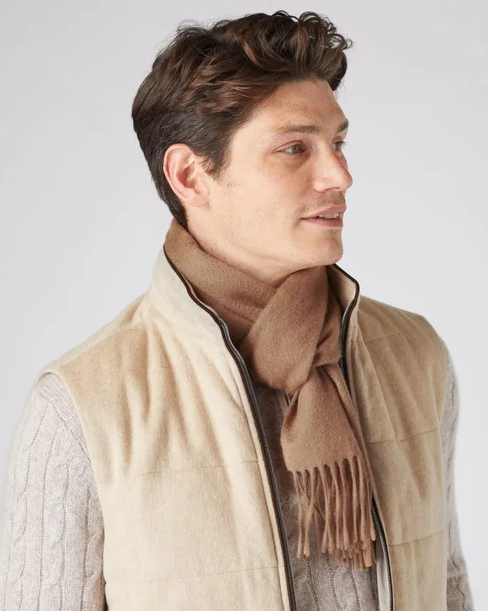 NPeal Cashmere Scarves WomenMen Unisex Woven Cashmere Scarf Dark Tan Brown
