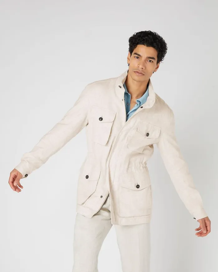 NPeal Coats and Jackets Men Hampton Linen Jacket Beige Brown