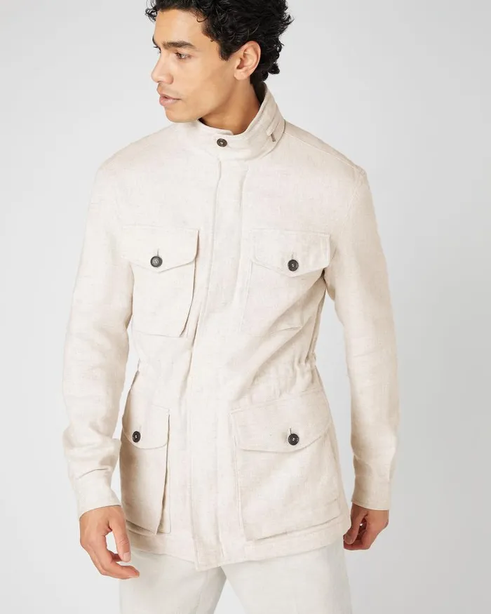 NPeal Coats and Jackets Men Hampton Linen Jacket Beige Brown