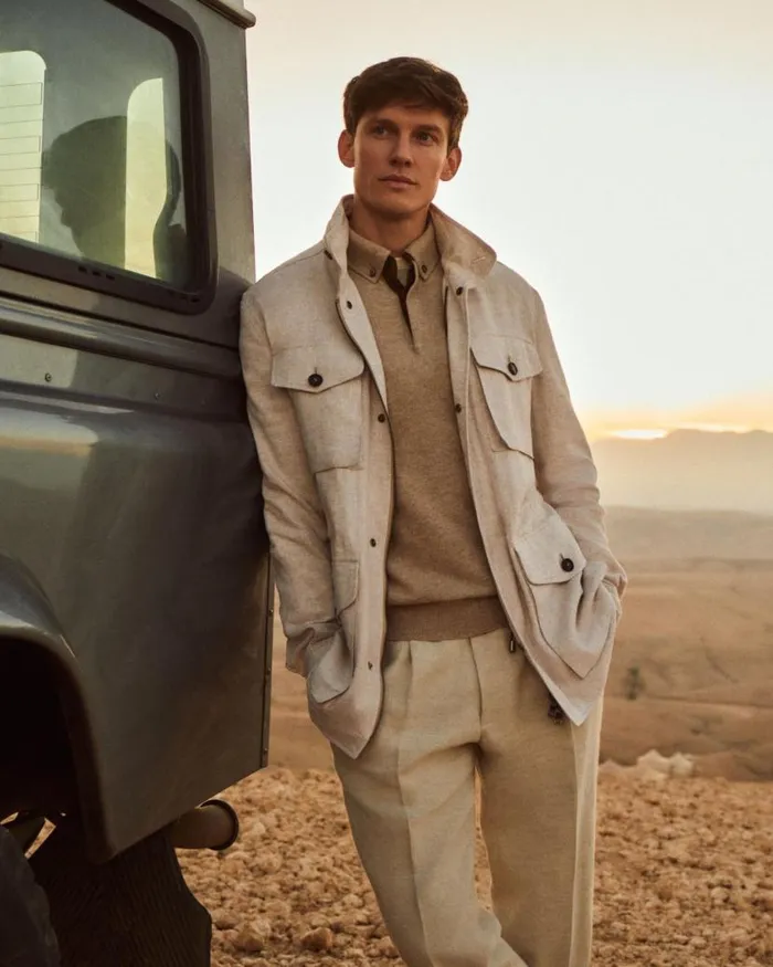 NPeal Coats and Jackets Men Hampton Linen Jacket Beige Brown