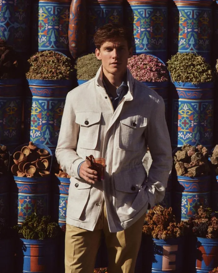 NPeal Coats and Jackets Men Hampton Linen Jacket Beige Brown