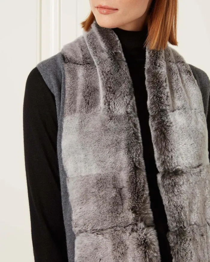 NPeal Coats and Jackets Women Long Fur Placket Milano Gilet Elephant Grey