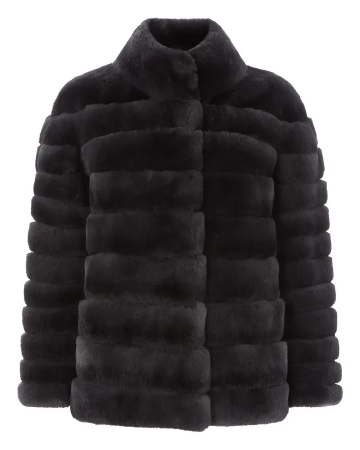 NPeal Coats and Jackets Women Rex Fur Ribbed Jacket Grey