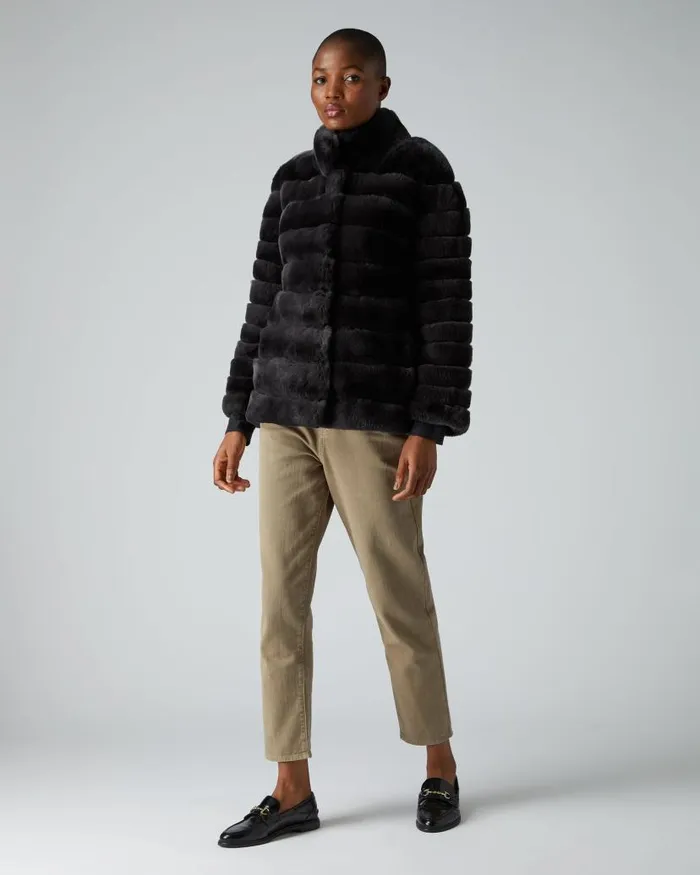 NPeal Coats and Jackets Women Rex Fur Ribbed Jacket Grey