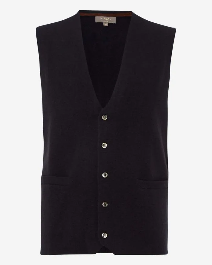 NPeal Gilets and Waistcoats Men Chelsea Cashmere Waistcoat Navy Blue