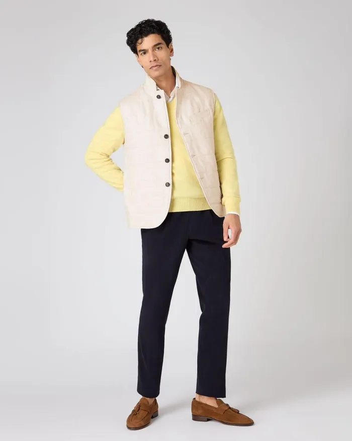 NPeal Gilets and Waistcoats Men Seville Linen Gilet Beige Brown