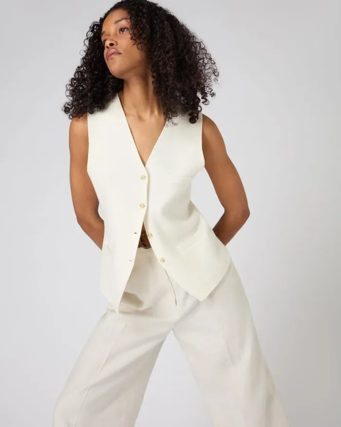 NPeal Gilets and Waistcoats Women Mila Cotton Cashmere Silk Waistcoat New Ivory White