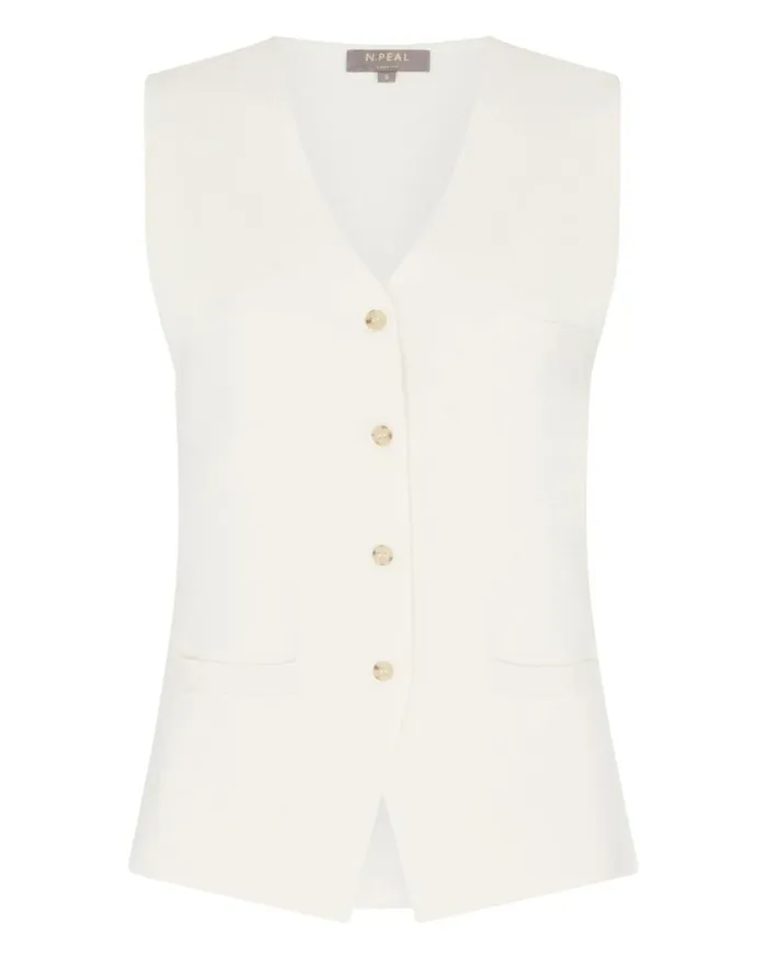 NPeal Gilets and Waistcoats Women Mila Cotton Cashmere Silk Waistcoat New Ivory White
