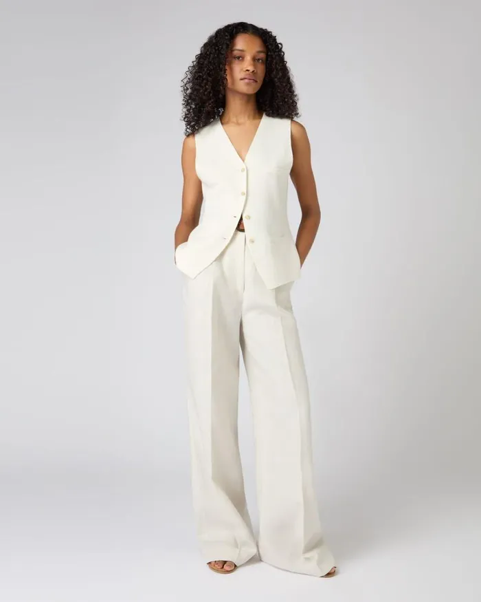 NPeal Gilets and Waistcoats Women Mila Cotton Cashmere Silk Waistcoat New Ivory White