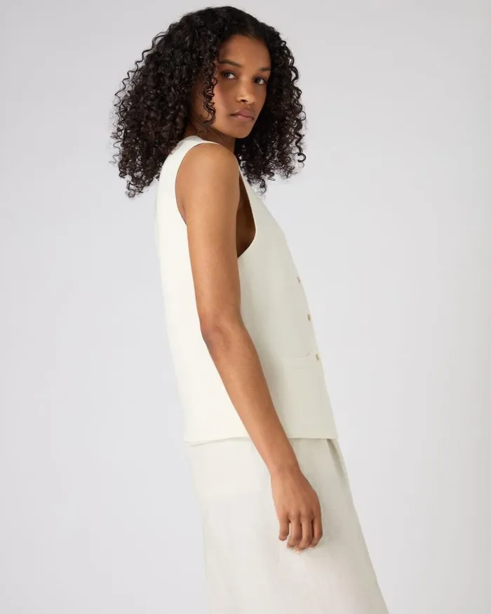 NPeal Gilets and Waistcoats Women Mila Cotton Cashmere Silk Waistcoat New Ivory White