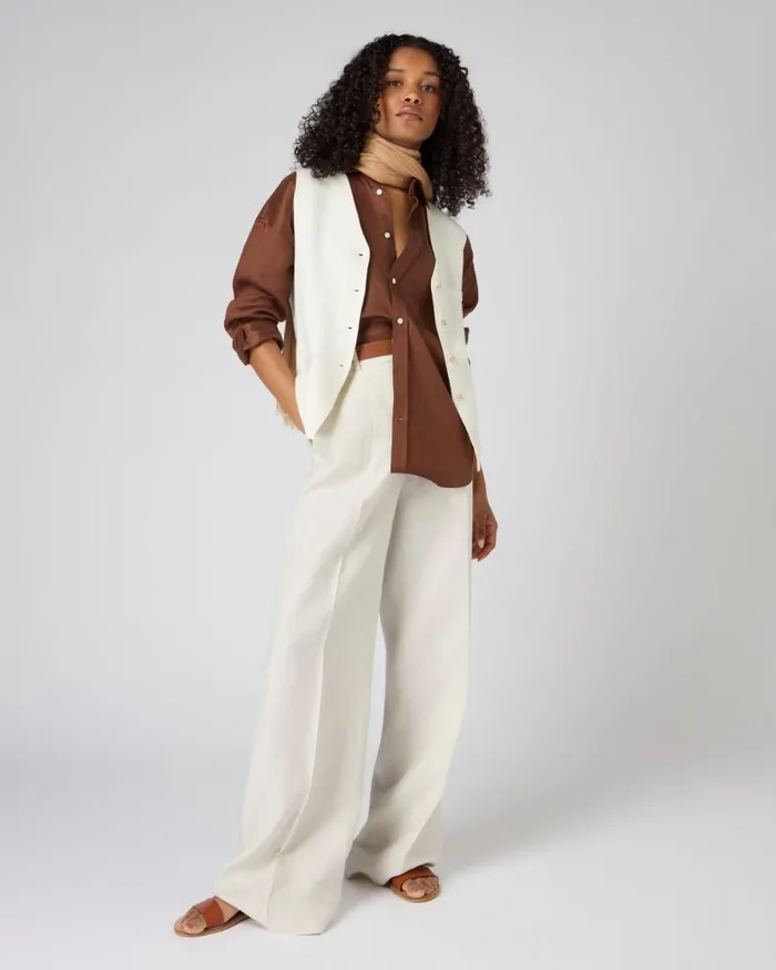 NPeal Gilets and Waistcoats Women Mila Cotton Cashmere Silk Waistcoat New Ivory White