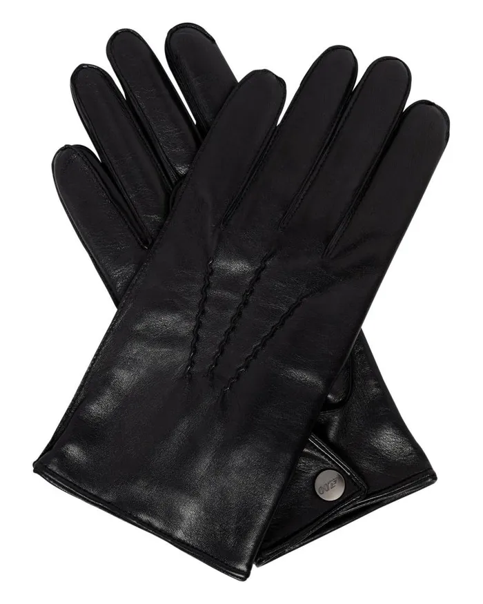 NPeal Gloves Men 007 Leather and Cashmere Lined Gloves Black