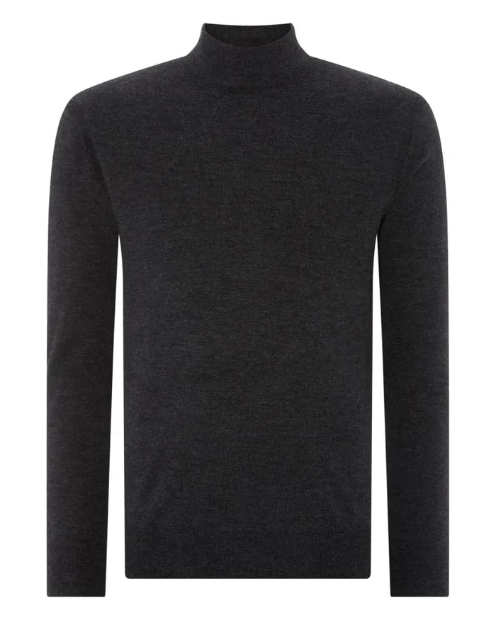 NPeal Jumpers Men 007 Fine Gauge Cashmere Turtle Neck Jumper Dark Charcoal Grey