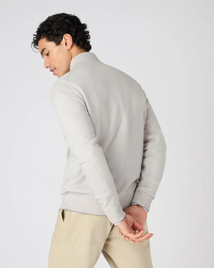 NPeal Jumpers Men Knightsbridge Full Zip Cashmere Jumper Pebble Grey