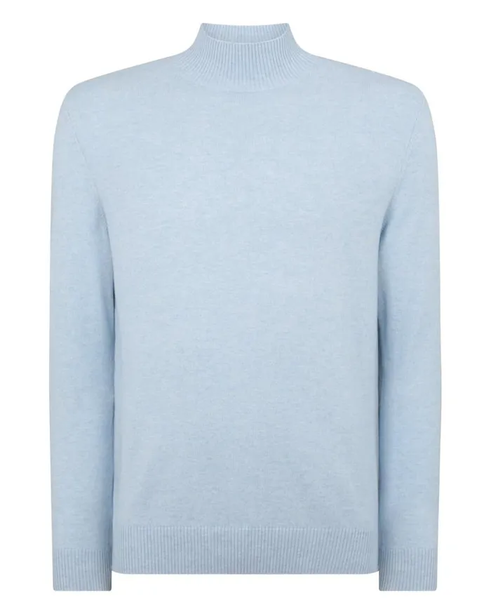 NPeal Jumpers Men Mayfair Turtle Neck Cashmere Jumper Cornflower Blue