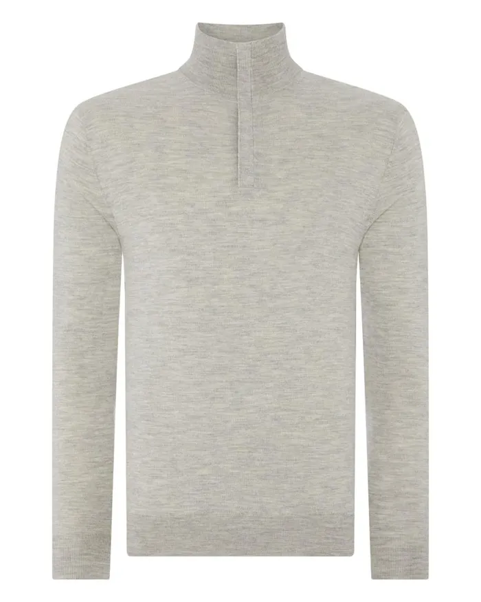 NPeal Jumpers Men Regent Fine Gauge Cashmere Half Zip Jumper Fumo Grey