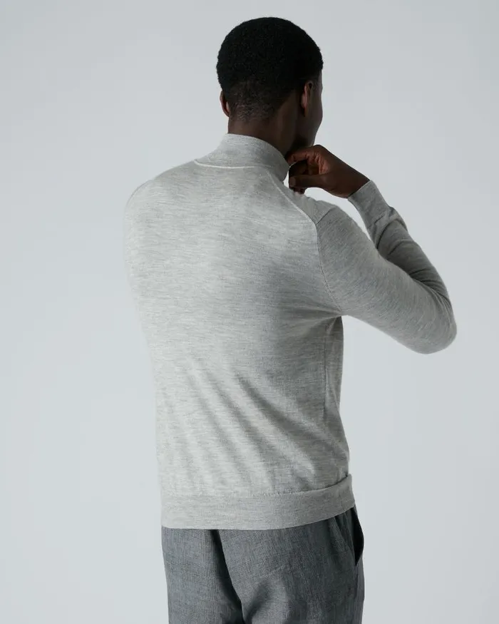 NPeal Jumpers Men Regent Fine Gauge Cashmere Half Zip Jumper Fumo Grey