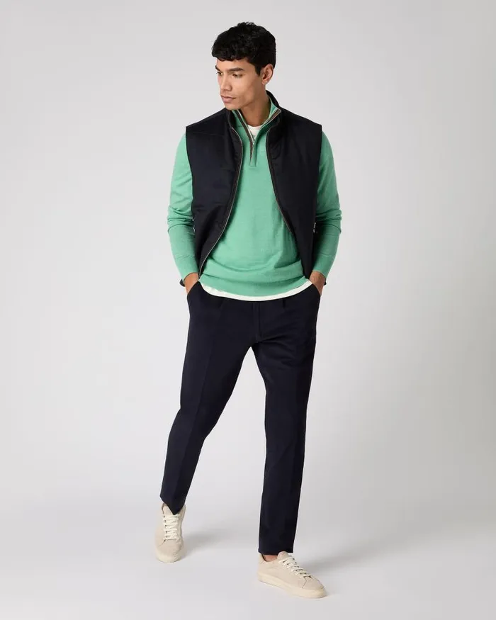 NPeal Jumpers Men Regent Fine Gauge Cashmere Half Zip Jumper Seafoam Green