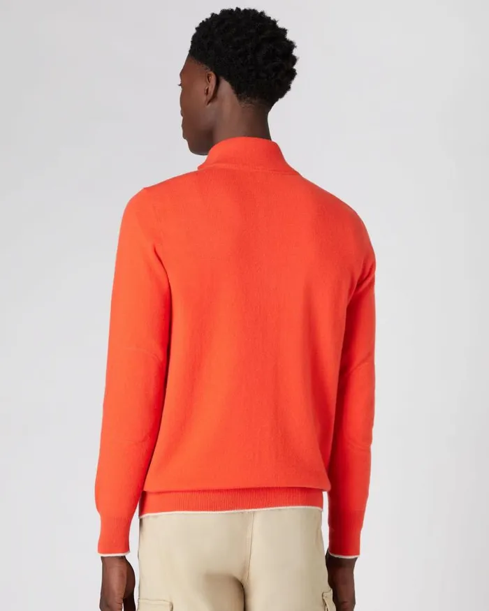 NPeal Jumpers Men The Carnaby Half Zip Cashmere Jumper Vermillion Red