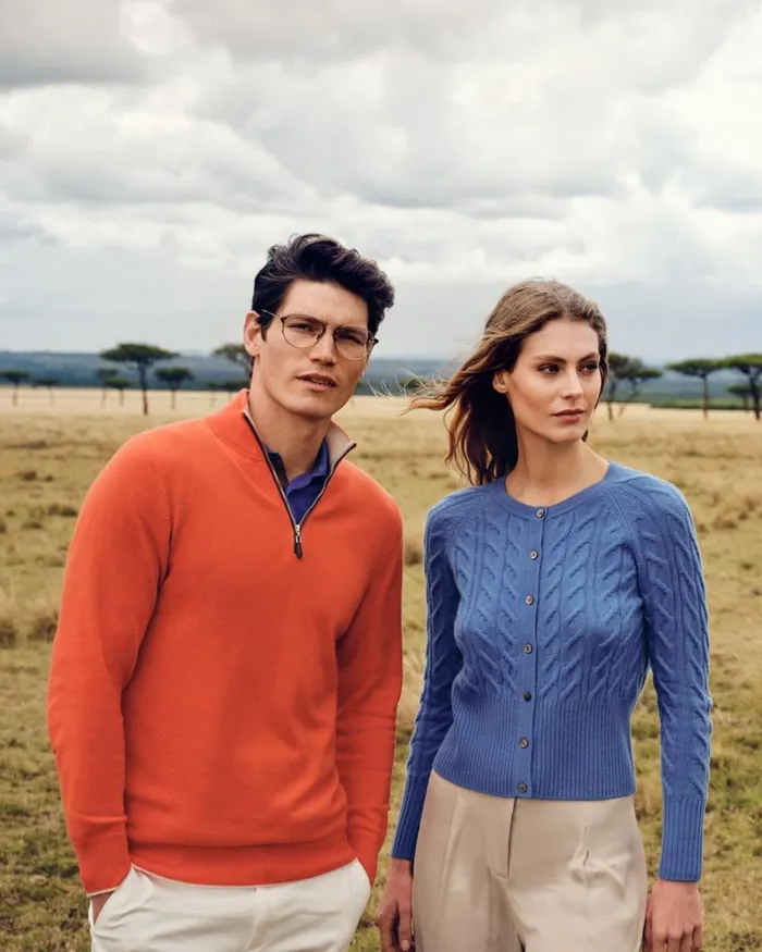 NPeal Jumpers Men The Carnaby Half Zip Cashmere Jumper Vermillion Red