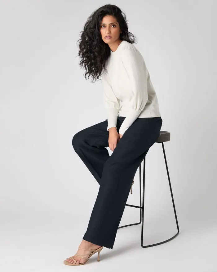 NPeal Jumpers Women Gathered Sleeve Cashmere Jumper Ivory White Sparkle