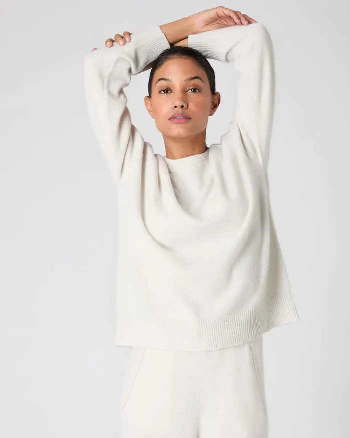NPeal Jumpers Women Metal Trim Round Neck Jumper Ivory White Sparkle