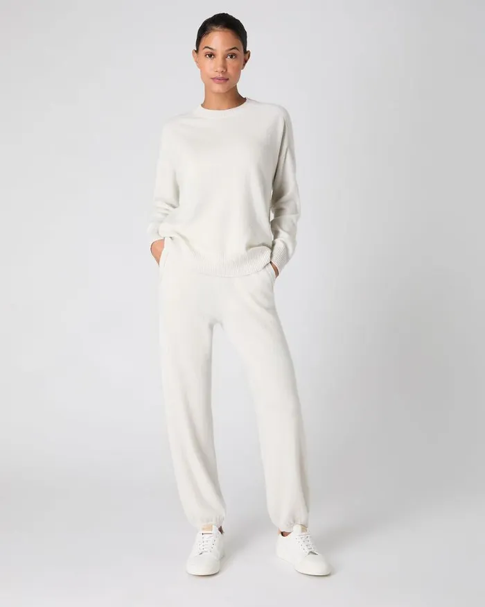 NPeal Jumpers Women Metal Trim Round Neck Jumper Ivory White Sparkle