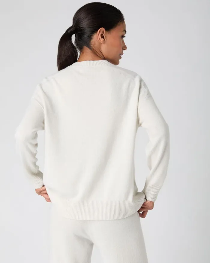 NPeal Jumpers Women Metal Trim Round Neck Jumper Ivory White Sparkle
