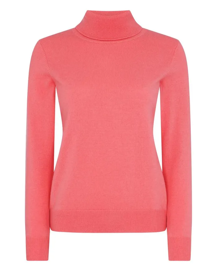 NPeal Jumpers Women Polo Neck Cashmere Jumper Peony Pink