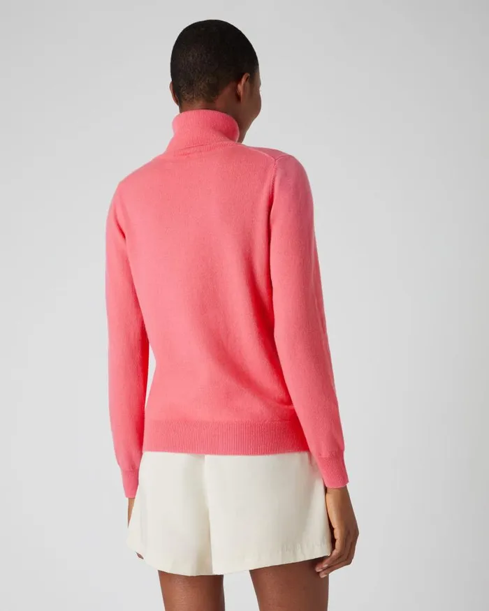 NPeal Jumpers Women Polo Neck Cashmere Jumper Peony Pink
