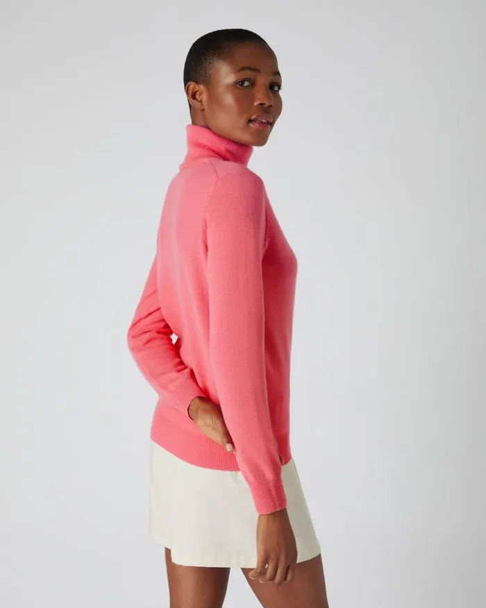 NPeal Jumpers Women Polo Neck Cashmere Jumper Peony Pink