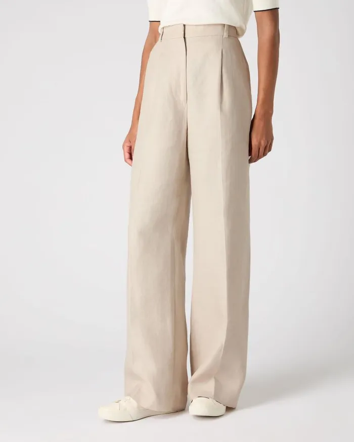 NPeal Leggings and Trousers Women Florence Linen Trouser Oat Brown