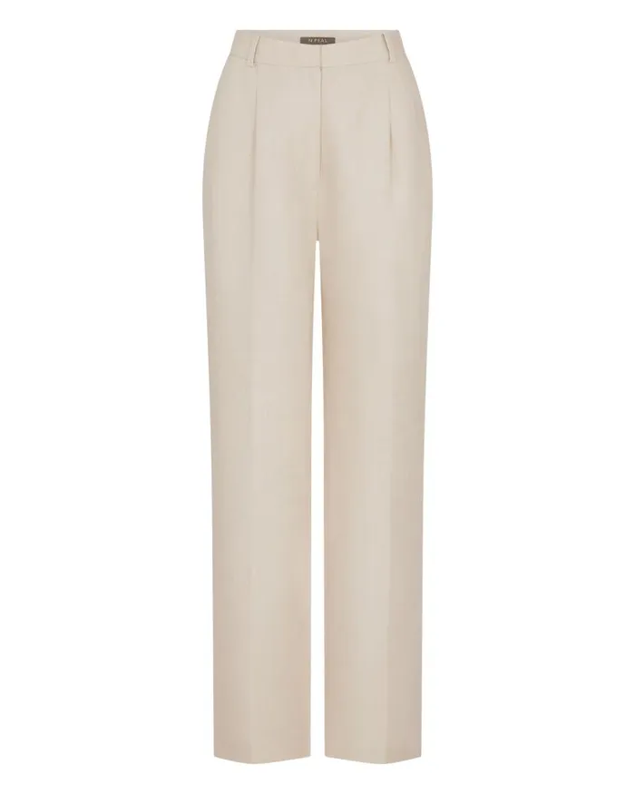 NPeal Leggings and Trousers Women Florence Linen Trouser Oat Brown