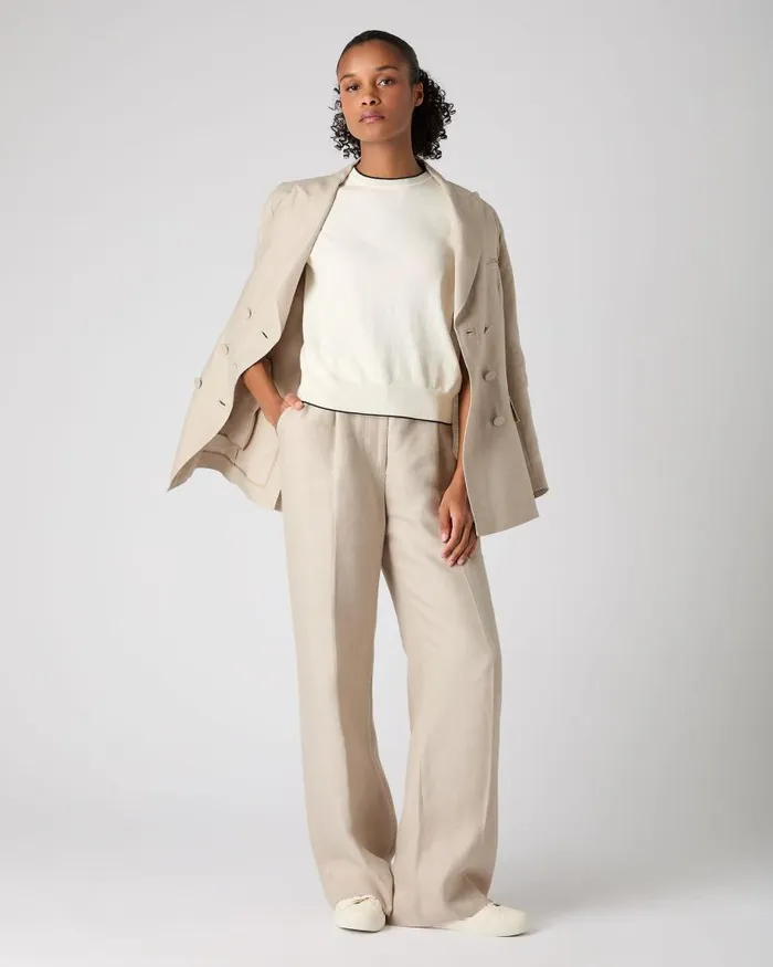 NPeal Leggings and Trousers Women Florence Linen Trouser Oat Brown